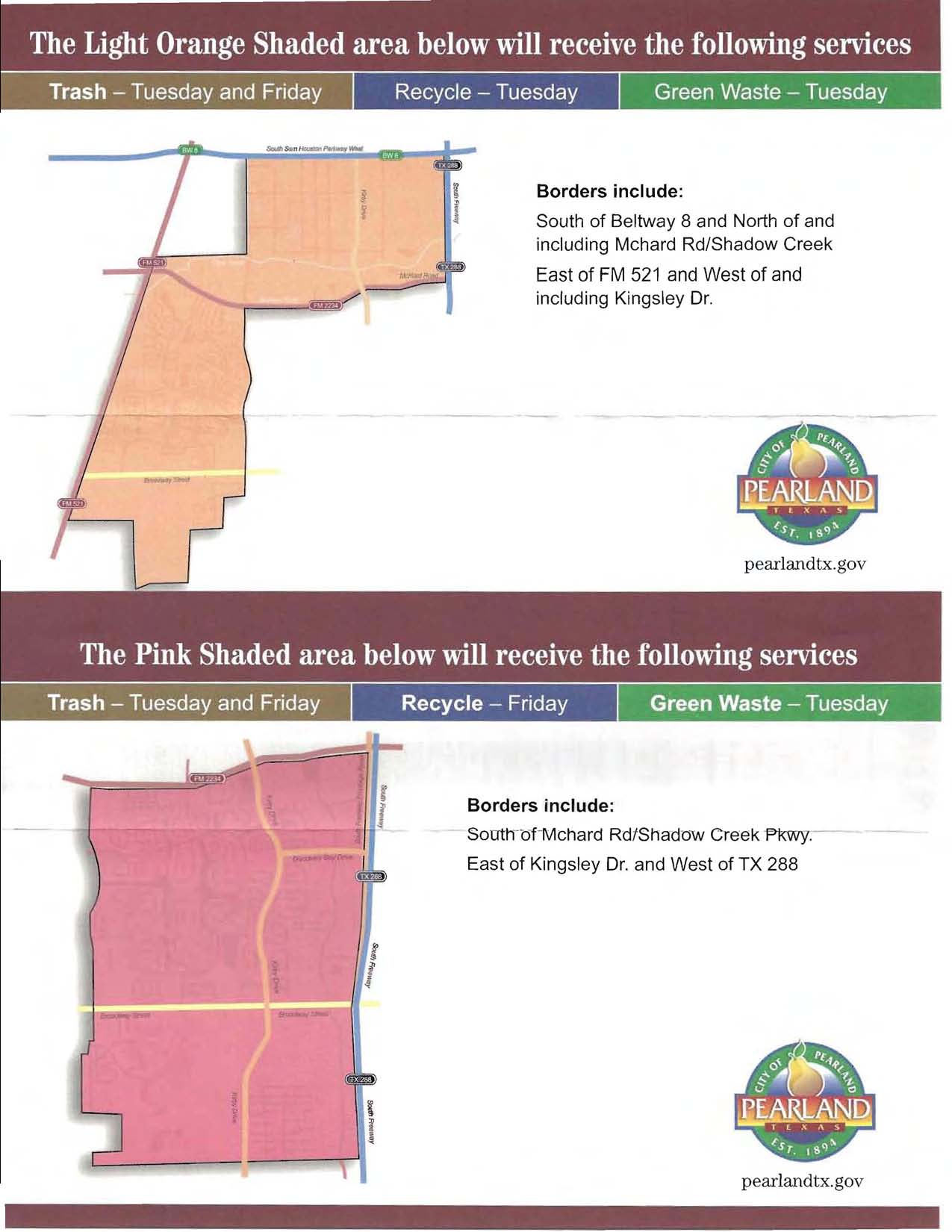 Pearland Garbage Schedule Trash Pick Up Pearland Recycling